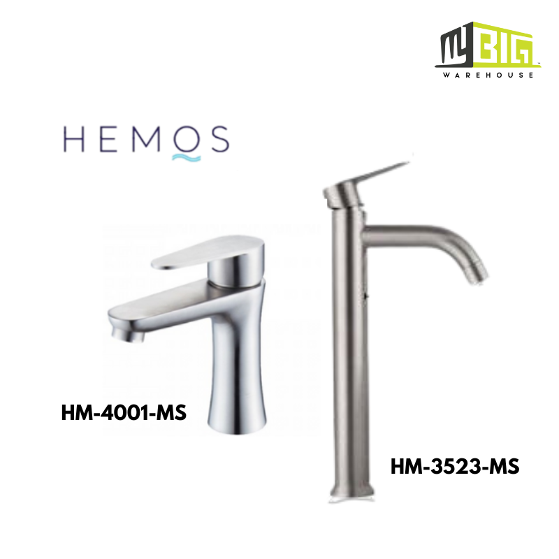 HEMOS BATHROOM FAUCET STAINLESS STEEL SUS 304 PILLAR BASIN COLD TAP HM-4001-MS & HM-3523-MS