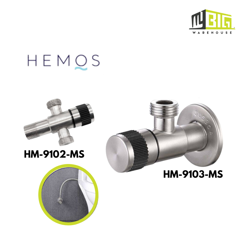 HEMOS STAINLESS STEEL ANGLE VALVE HM-9103-MS DUAL-SPOUT ANGLE VALVE FAUCET HM-9102-MS