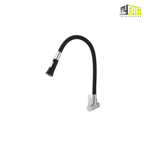 HEMOS KITCHEN FAUCET FLEXIBLE BLACK SILICONE RUBBER HOSE 304 STEEL WALL SINK TAP HM-3302F